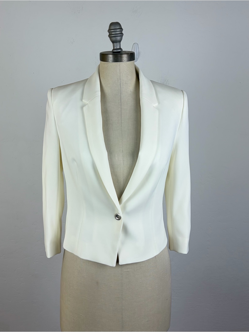 Cop Copine Blur White Crop Blazer